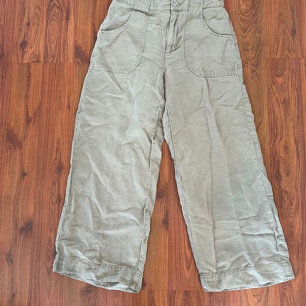 Joie green linen blend wide leg pants size 2